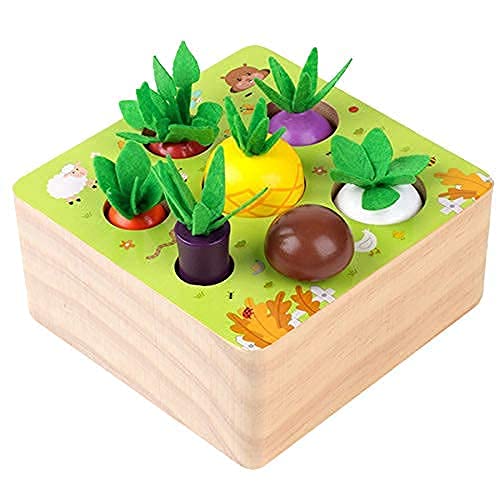 ODDODDY Toddler Toys for 1 Year Old Boys Girls Wooden Educational Toys Montessori Color Shape Size Sorting Puzzle for Learning Fine Motor Skill Parent-Child Interaction Preschool Toys Vegetables