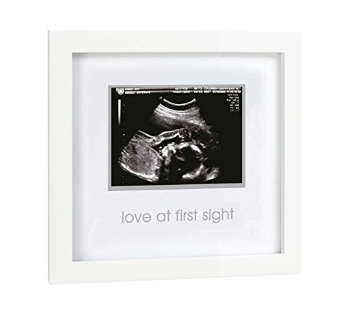 Pearhead Love at First Sight Sonogram Picture Frame, Baby Ultrasound Photo Frame, Baby Nursery Décor, White